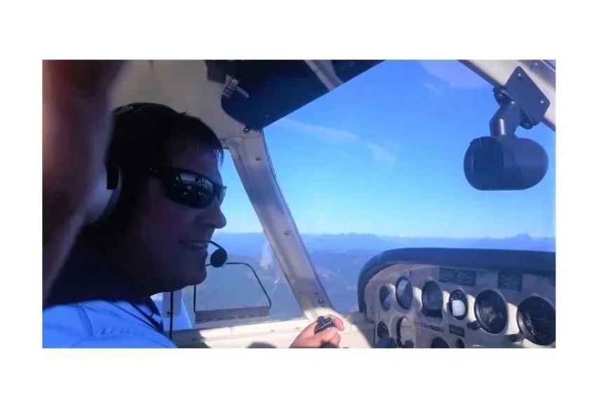 Mike at the controls of his Piper Cherokee
