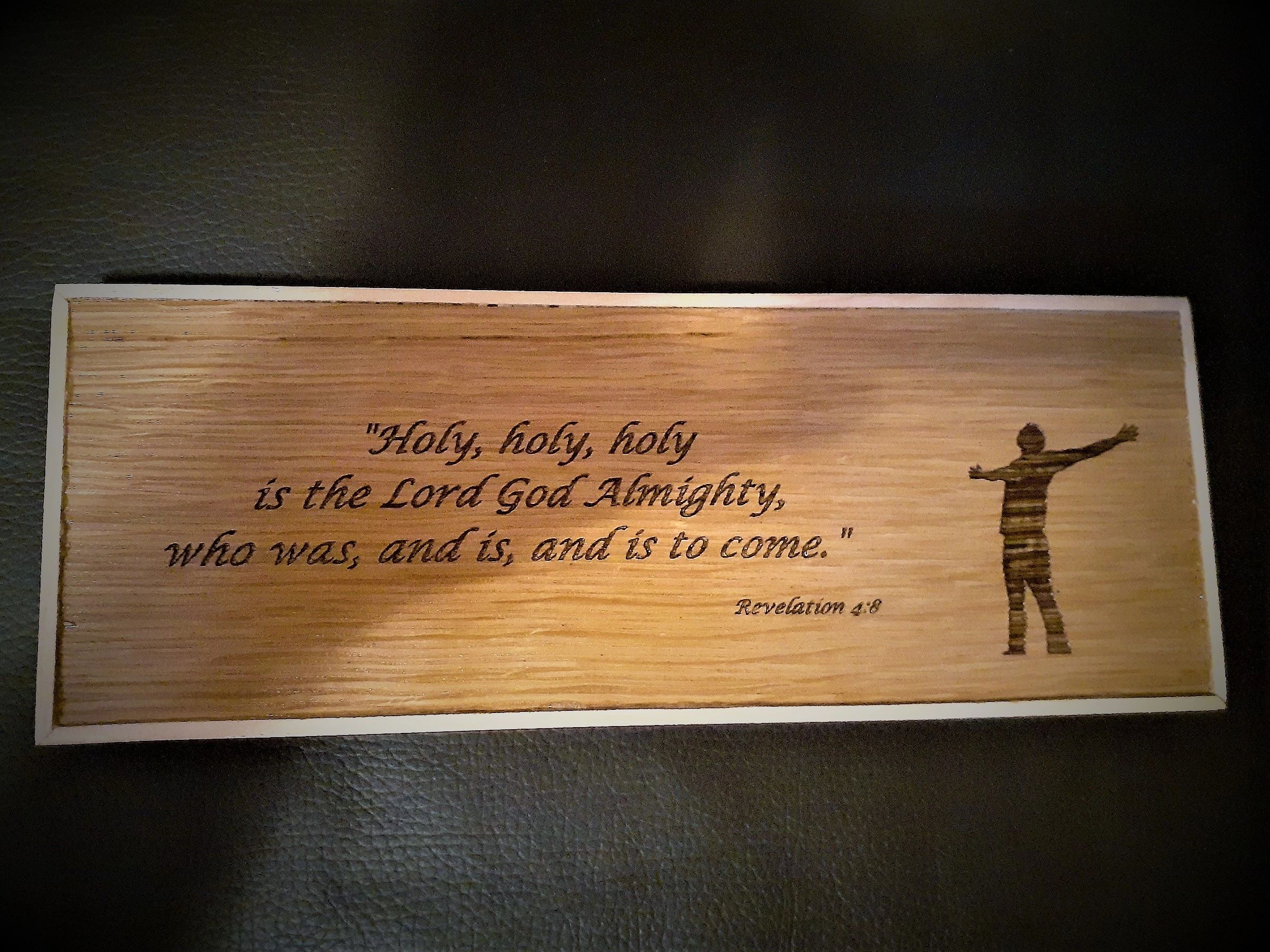 Wooden plaque with Revelation 4:8